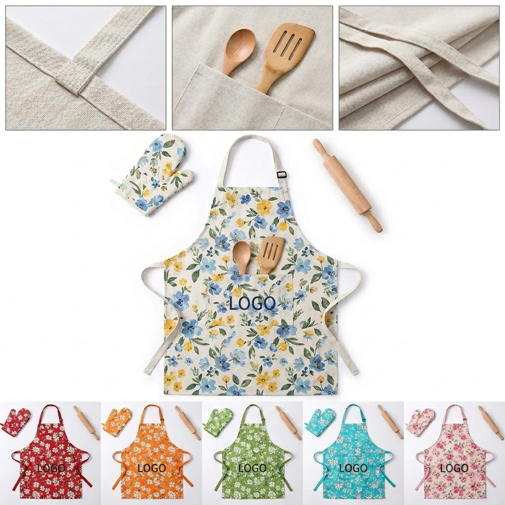 Adjustable Printed Cotton & Linen Kitchen and Garden Apron