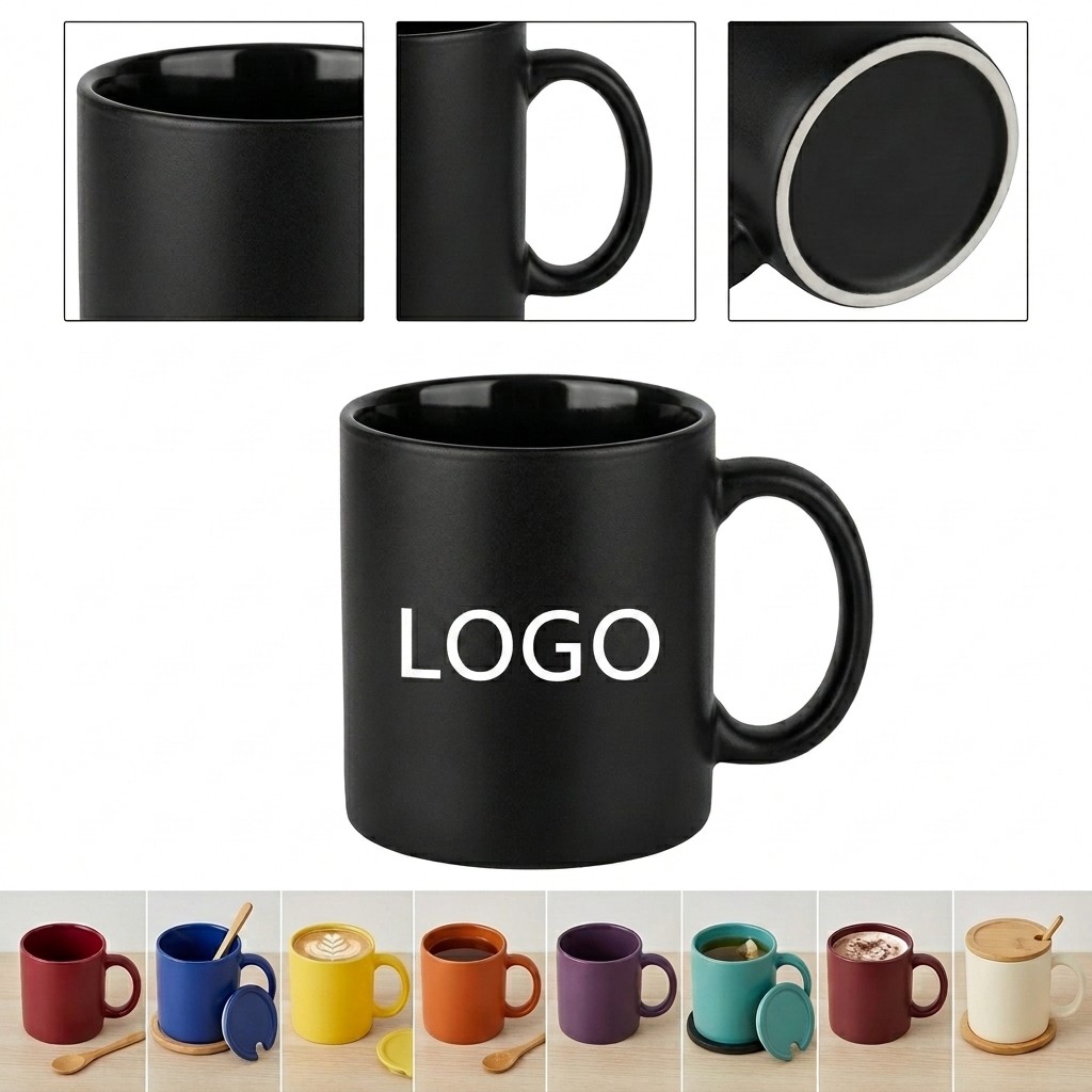 Matte Black 16oz Ceramic Coffee Mug