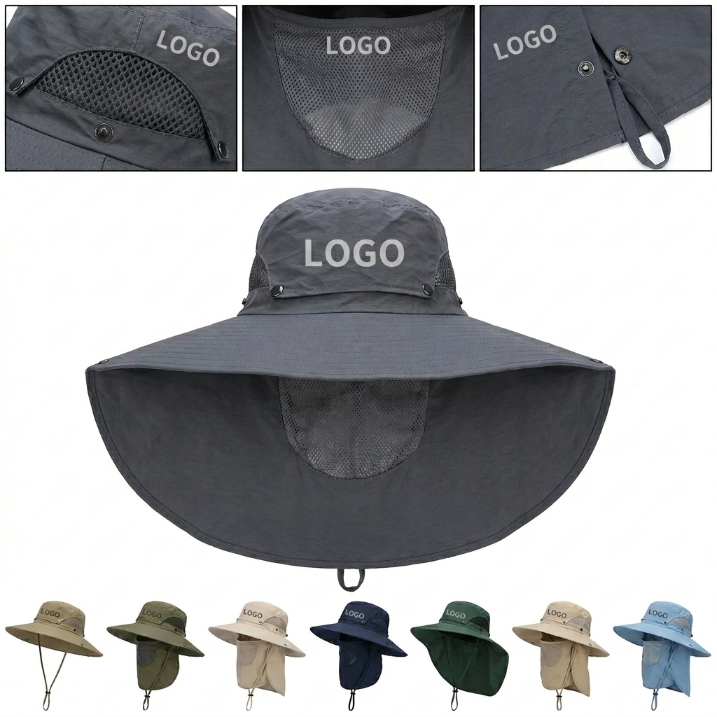 All-in-One Protective Bucket Hat with Detachable Neck & Face Cover for Outdoor Activities