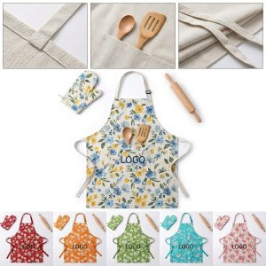 Adjustable Printed Cotton & Linen Kitchen and Garden Apron