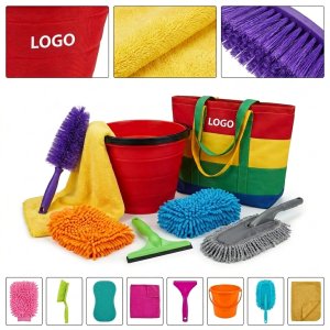 Versatile 8-Piece Car Wash & Detailing Kit with Bucket