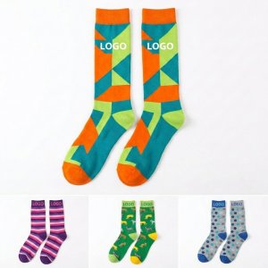 Colorful Patterned Crew Socks - 4-Pack for All-Day Comfort