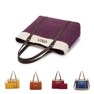 Women's Canvas Laptop Tote Bag with Multiple Pockets - Durable & Stylish Work Bag