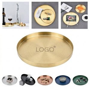 Elegant Gold-Plated Round Tray for Food Presentation and Home Decor
